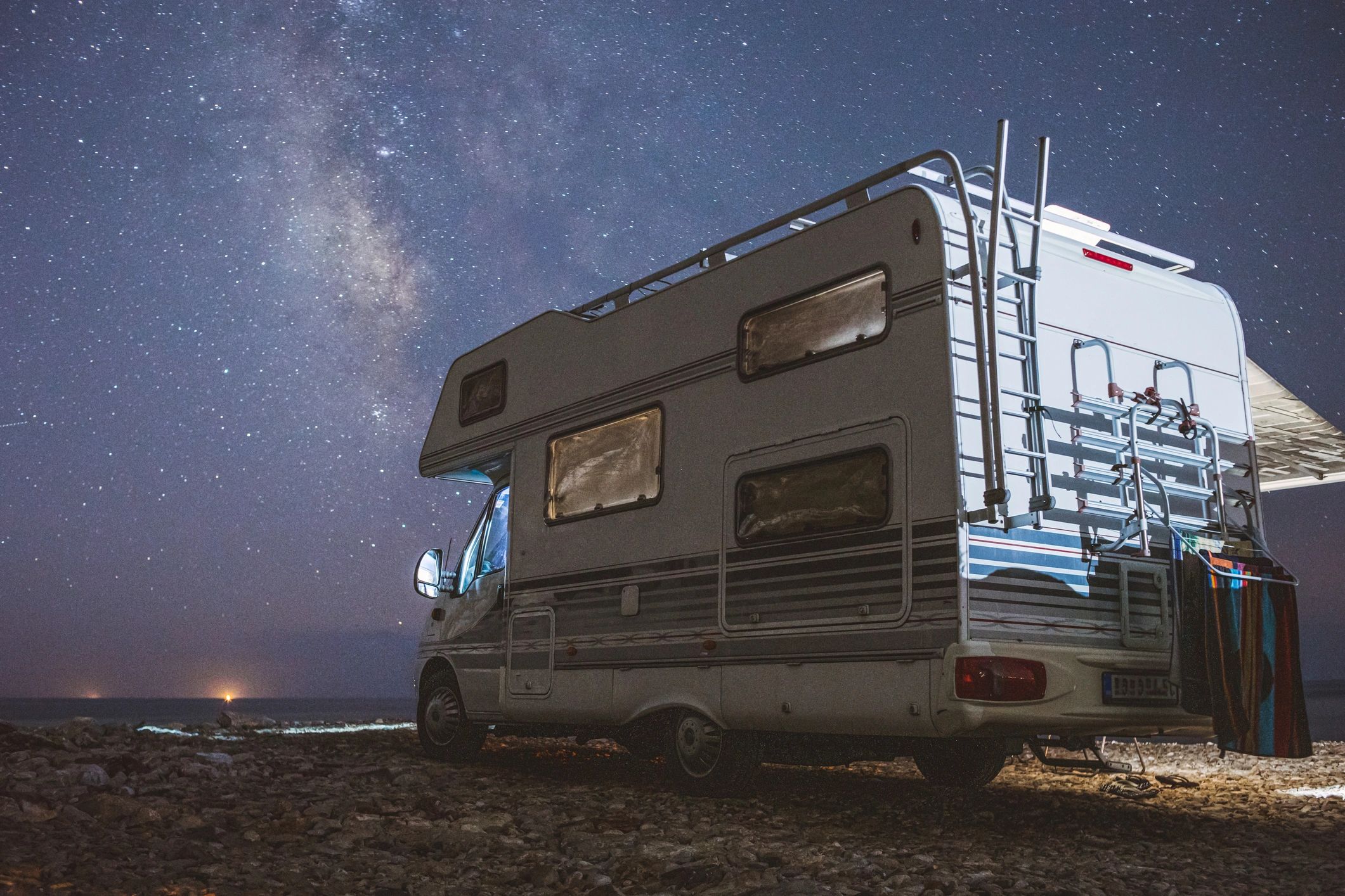 Motor home parked by the roadside